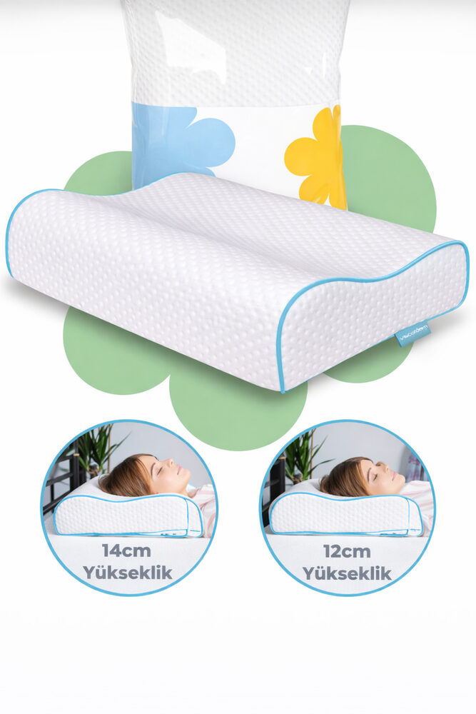 Ortopedik Visco Yastık 60x40x14-12 cm – Medikal Boyun Destekli Memory Foam - Beyazzzz