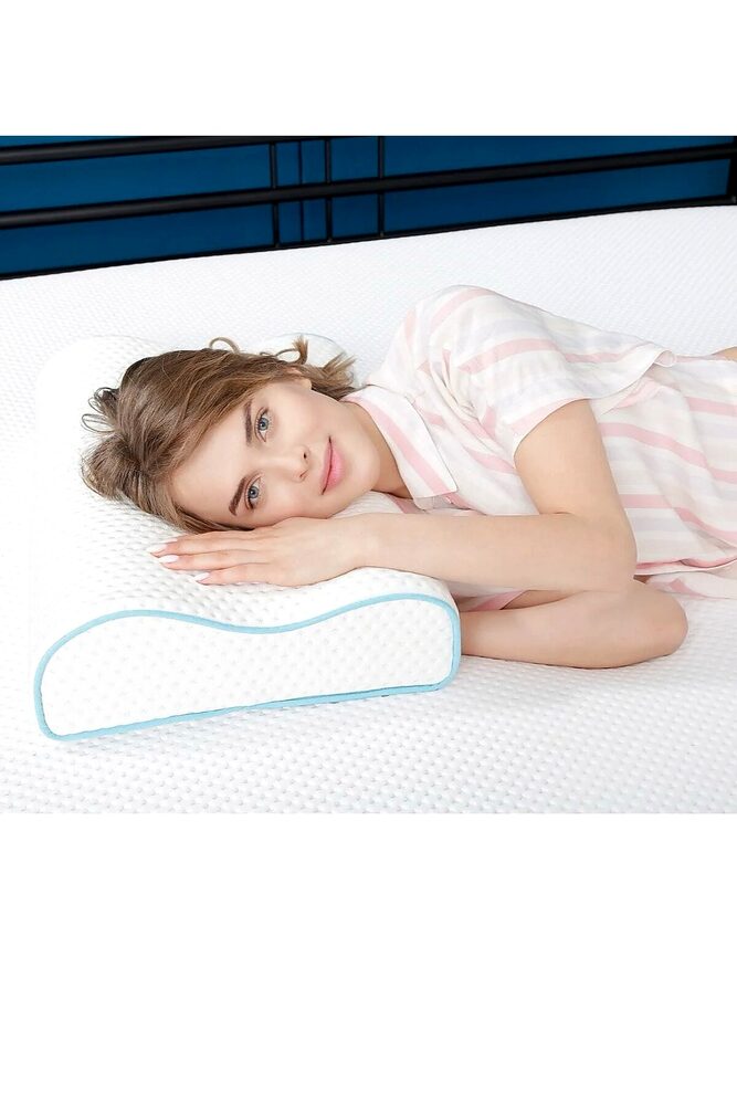 Ortopedik Visco Yastık 60x40x14-12 cm – Medikal Boyun Destekli Memory Foam - Beyaz