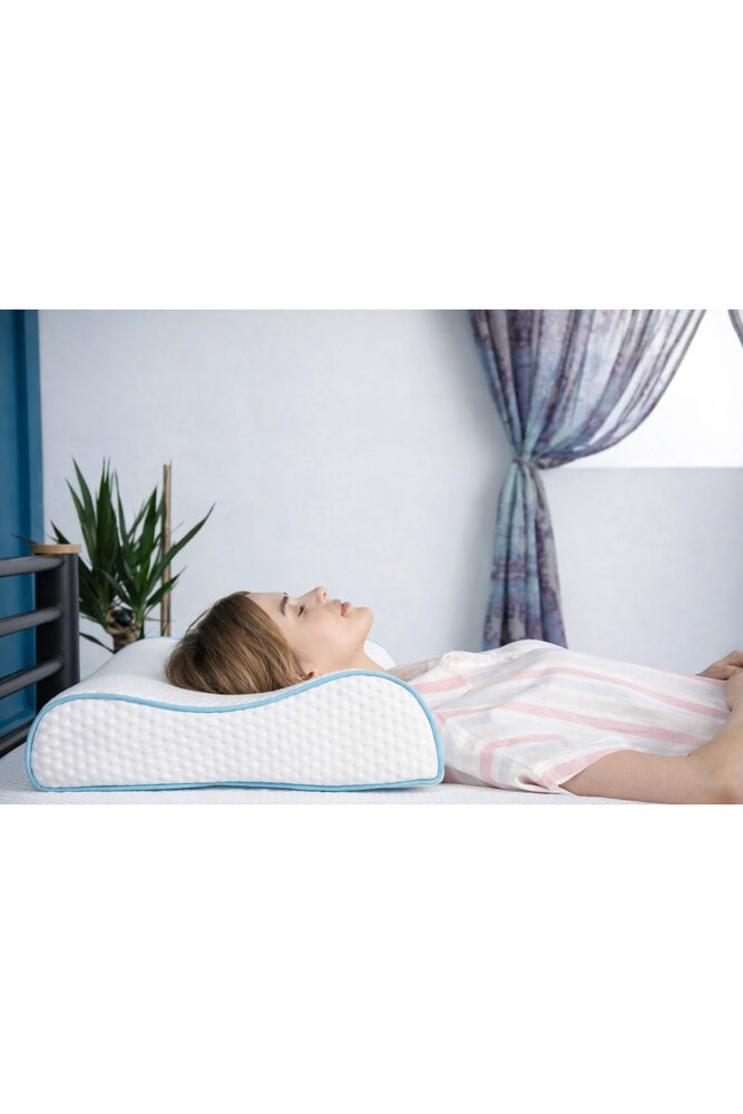 Ortopedik Visco Yastık 60x40x14-12 cm – Medikal Çift Boyun Destekli Memory Foam (Çantalı Ürün)